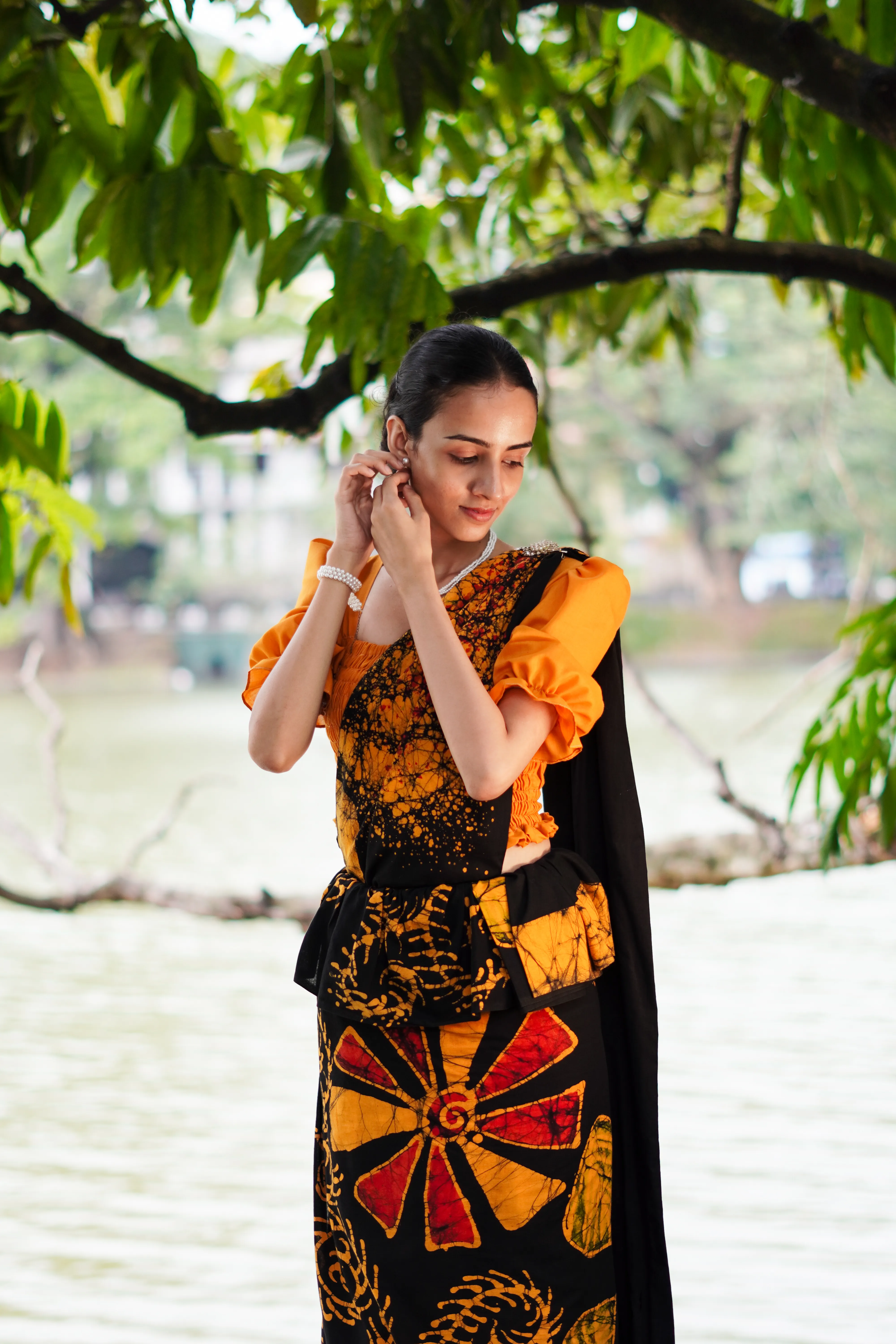 Orange Batik Saree