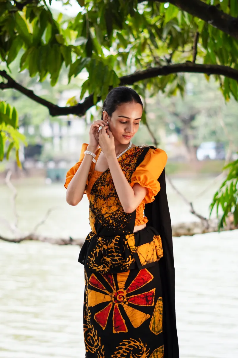 Orange Batik Saree